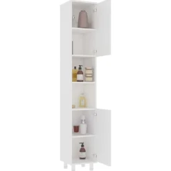 vidaXL badeværelsesskab 30x30x179 cm konstrueret træ hvid