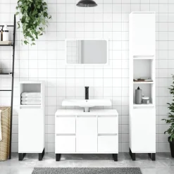 vidaXL badeværelsesskab 30x30x100 cm konstrueret træ hvid