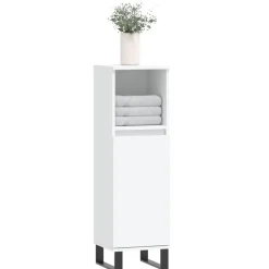 vidaXL badeværelsesskab 30x30x100 cm konstrueret træ hvid