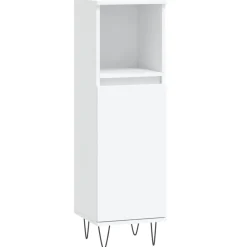 vidaXL badeværelsesskab 30x30x100 cm konstrueret træ hvid