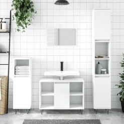 vidaXL badeværelsesskab 30x30x100 cm konstrueret træ hvid