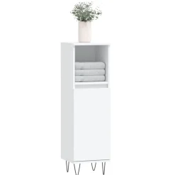 vidaXL badeværelsesskab 30x30x100 cm konstrueret træ hvid