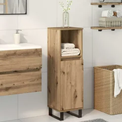 vidaXL badeværelsesskab 30x30x100 cm konstrueret træ kunsteg