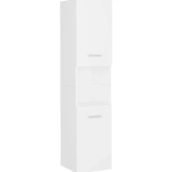 vidaXL badeværelsesskab 30x30x130 cm konstrueret træ hvid