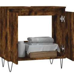 vidaXL badeværelsesskab 58x33x60 cm konstrueret træ røget egetræsfarve