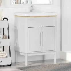 vidaXL Badeværelsesskabsunder med hylde FLORO Hvid 60 x 40 x 80 cm