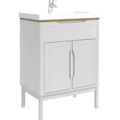 vidaXL Badeværelsesskabsunder med hylde FLORO Hvid 60 x 40 x 80 cm