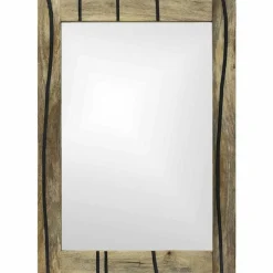 vidaXL Badeværelsesspejl Brun 70 x 50 x 2,5 cm Glas og Solid Mango træ