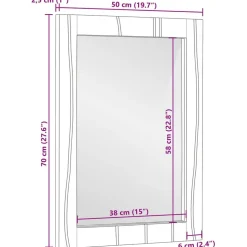 vidaXL Badeværelsesspejl Brun 70 x 50 x 2,5 cm Glas og Solid Mango træ