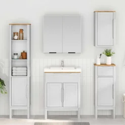 vidaXL Badeværelsesvægskab FLORO Hvid 35 x 30 x 60 cm Massivt fyrretræ