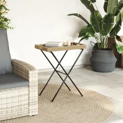 vidaXL bakkebord 65x40x75 cm polyrattan beige