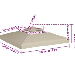 vidaXL baldakin til havepavillon 3x3 m 310 g/m² beige