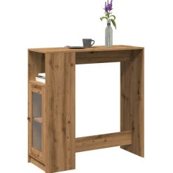 vidaXL barbord m. stativer 101x40x103,5 cm konstrueret træ egetræslook