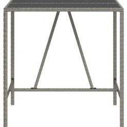 vidaXL barbord med glasplade 110x70x110 cm polyrattan grå
