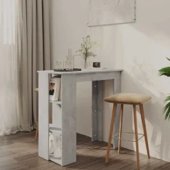 vidaXL barbord med hylde 102x50x103,5 cm konstrueret træ betongrå