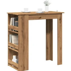 vidaXL barbord med opbevaringsstativ 102x50x103,5 cm kunsteg