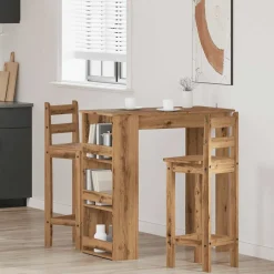 vidaXL barbord med opbevaringsstativ 102x50x103,5 cm kunsteg
