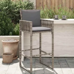 vidaXL barstole til haven med hynder 2 stk. polyrattan grå
