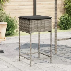 vidaXL barstole til haven med hynder 2 stk. polyrattan grå