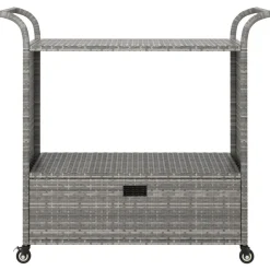 vidaXL barvogn med skuffe 100x45x97 cm polyrattan grå