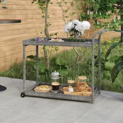 vidaXL barvogn 100x45x83 cm polyrattan grå