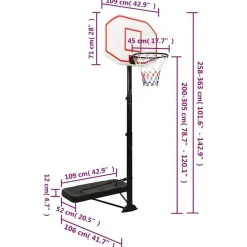 vidaXL basketballstativ 258-363 cm polyethylen hvid