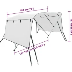vidaXL biminitop med 3 buer og sidevægge 183x(137-152)x137 cm