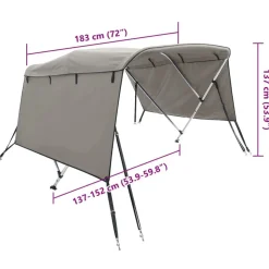 vidaXL biminitop med 3 buer og sidevægge 183x(137-152)x137 cm