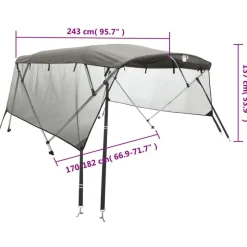 vidaXL biminitop med 4 buer og sidevægge 243x(170-182)x137 cm