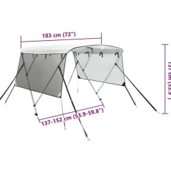 vidaXL biminitop med 3 buer og sidevægge 183x(137-152)x137 cm
