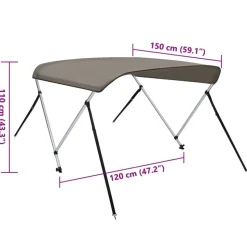 vidaXL biminitop med 2 buer 150x120x110 cm grå