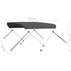 vidaXL biminitop med 2 buer 150x120x110 cm antracitgrå