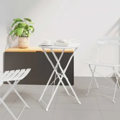 vidaXL Bistrobord Hvid Ø 50 x 71 cm Pulverlakeret stål
