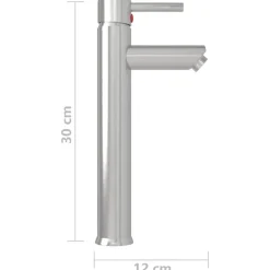 vidaXL blandingsbatteri til badeværelse 12x30 cm sølvfarvet
