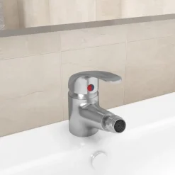 vidaXL blandingsbatteri til bidet 13x12 cm sølvfarvet