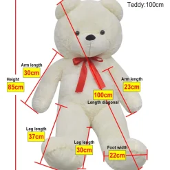 vidaXL blød plysbamse XXL 85 cm hvid