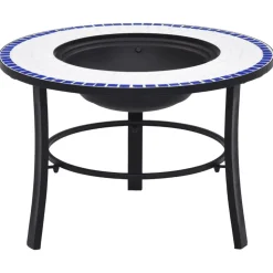 vidaXL bålfad mosaik 68 cm keramik blå og hvid