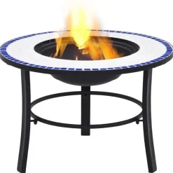 vidaXL bålfad mosaik 68 cm keramik blå og hvid