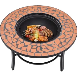 vidaXL bålfad mosaik 68 cm keramik terracottafarvet
