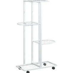 vidaXL blomsterstativ 4 niveauer med hjul 44x23x80 cm jern hvid