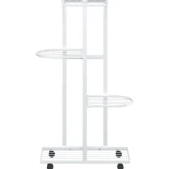 vidaXL blomsterstativ 4 niveauer med hjul 44x23x80 cm jern hvid