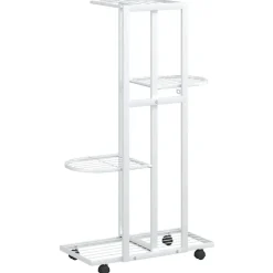 vidaXL blomsterstativ 4 niveauer med hjul 44x23x80 cm jern hvid