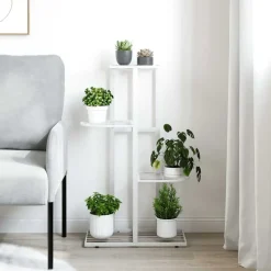 vidaXL blomsterstativ i 4 niveauer 43x22x76 cm metal hvid
