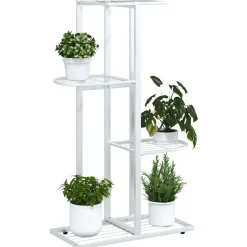 vidaXL blomsterstativ i 4 niveauer 43x22x76 cm metal hvid