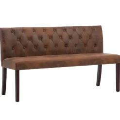 vidaXL bænk 148,5 cm imiteret ruskind brun