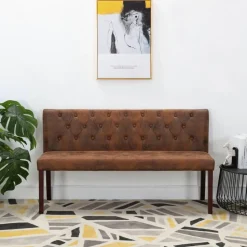 vidaXL bænk 148,5 cm imiteret ruskind brun