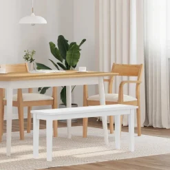 vidaXL bænk 110 cm massivt gummitræ hvid