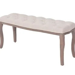 vidaXL bænk lærred massivt træ 110 x 38 x 48 cm cremehvid