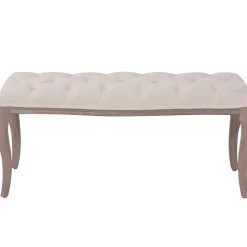 vidaXL bænk lærred massivt træ 110 x 38 x 48 cm cremehvid