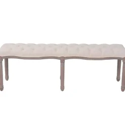 vidaXL bænk lærred massivt træ 150 x 40 x 48 cm cremehvid